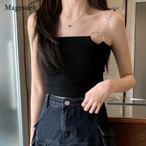 Chic Summer Sleeveless Short Tops for Women Sexy Party Slim Casual Women Tops Korean Solid Cotton Sleeveless Shirt Blusa 14179