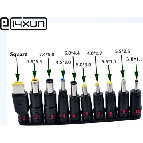 10pcs/Set 5.5x2.1/2.5mm Multi-type Male Jack for DC Plugs for AC Power Adapter Computer Cables Connectors for Notebook Laptop