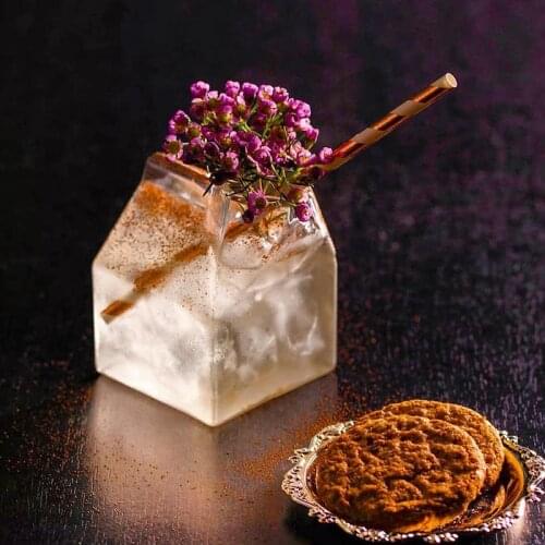 USA Friends Half Pint Creamer Molecular Cocktail Glass Bar Tipsy Open Milk Carton Box Mix Drinks Wine Jar Glasses Cup