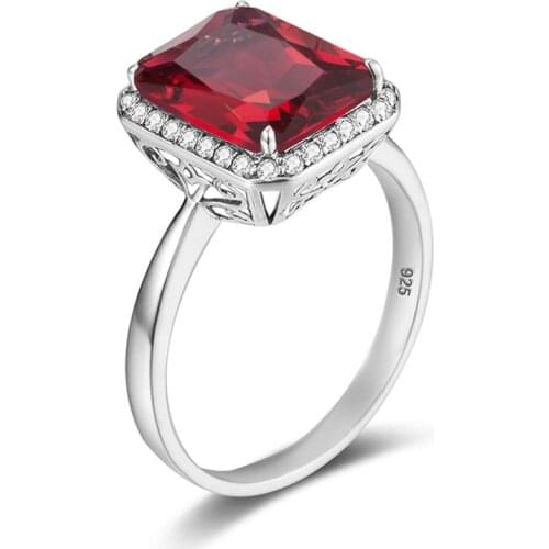 Szjinao 14K White Gold Ring Band Gemstone Ruby Stone Rings With Diamond Engagement Cute 925 Sterling Silver Jewelry Famous brand