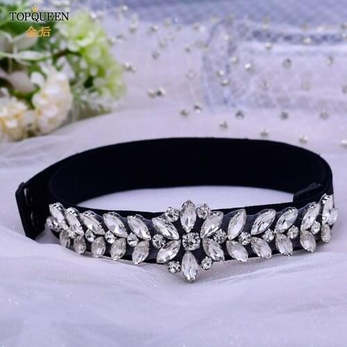 TOPQUEEN S69-B Elastic Silver Rhinestone Waist Belts for Women Female Fashion Belt Lastic Band Geometric Buckle Clothing Sweater