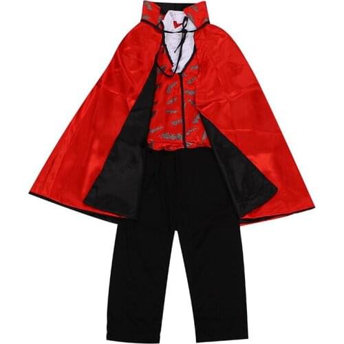 High quality Carnival Party Halloween Kids Children Count Dracula Gothic Vampire Costume Fantasia Prince Vampire Cosplay for Boy