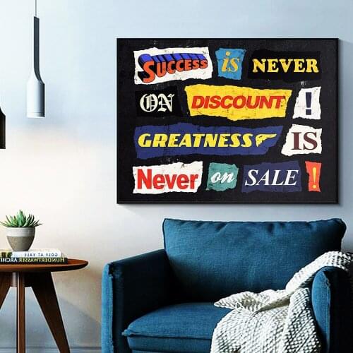 DDWW Success Is Never Entrepreneur Quote Funny Canvas Wall Art Motivational Canvas Painting Print on Canvas for Home Decor