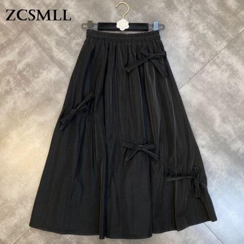 ZCSMLL 2021 Autumn Winter Lace Split Bow Decoration Matte Imitation Pu Black Skirtscoating Niche Half Women Skirt Trend