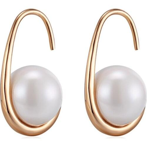 Simple 10MM Pearl Earrings Gold Hook Drop Earrings with Pearl Women Accessories Classic Jewelry Girls Wedding Party Gifts