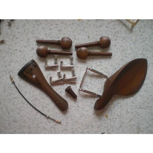 1 Set Wenge Violin Parts 4/4 With Different Fine Tuners Metal Clamp Nylon Gut 4/4