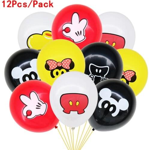 12pcs/pack Disney Cartoon Mickey Mouse Birthday Party Decorations Latex Balloons Baby Shower Foil Balloon Kids Air Globos Decor