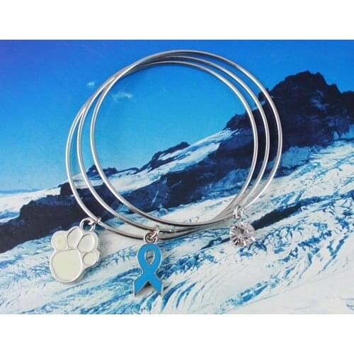 30PCS Feet Ribbon Charm Triple Bangle Bracelet #20356