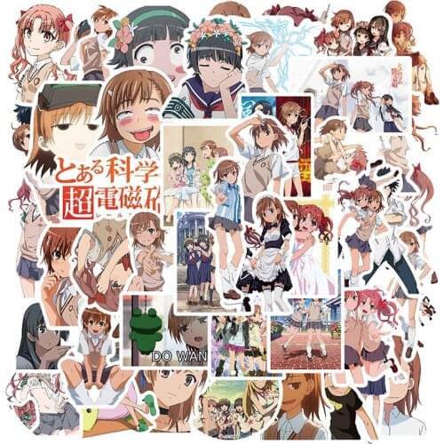 50Pcs Anime A Certain Scientific Railgun Stickers Misaka Shirai Sticker Skateboard Car Sticker PVC Decals For Laptop Suitcase