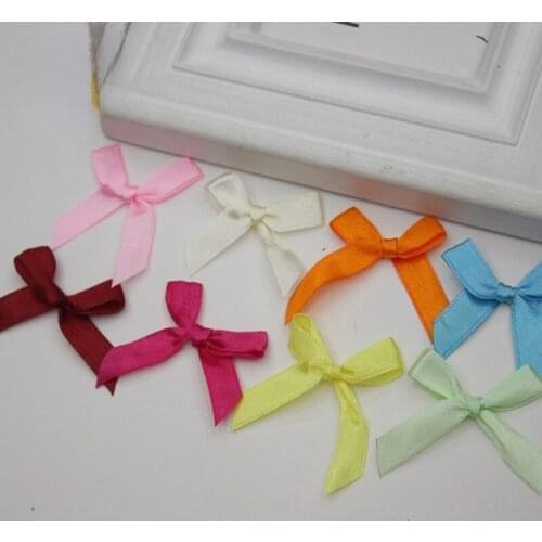 50pcs 3"Handmade Small Size Polyester Satin Ribbon Bow Flower Appliques Sew Craft Kids Cloth Accessories