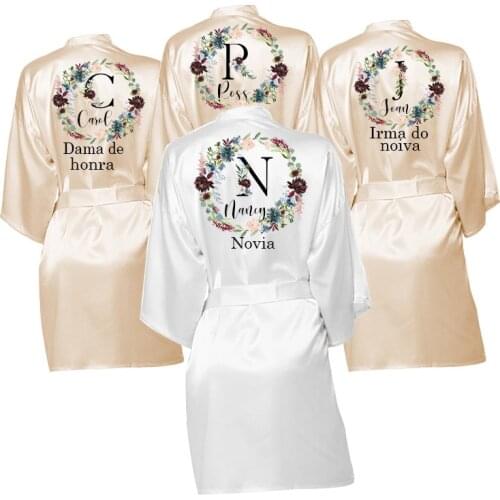 8colors Custom Bride satin Robe Women Pajamas rose gold white writing wedding bridesmaid gift sister in law team bride robes