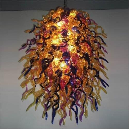 Free Air Shipping Staircase Long Chandeliers Blown Glass Chandelier Top Design Colored Mouth Blown Glass LED Bulbs