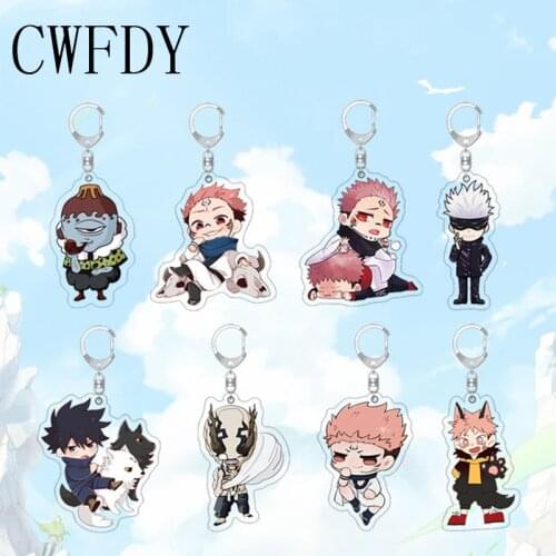 Jujutsu Kaisen Keychain Fushiguro Yuji Itadori Key Ring Anime Gojo Satoru Toge Megumi Cosplay Two-sided Acrylic Key Chain Props