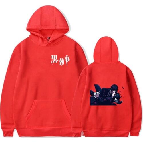 Black Butler Hoodies Casual Red Hip Hop Streetwear Sweatshirts Skateboard Men/Woman Pullover Male Hoodie Cartoon Print