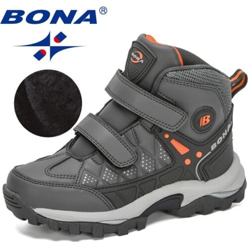 BONA 2020 New Designers Children Snow Boots High Top Kids Shoes Warm Winter Boots Child Fashion Girls Boys Plush Anti-Slip Shoes