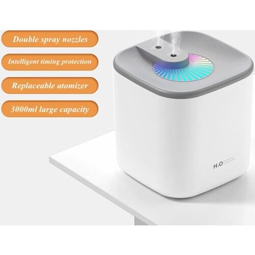 Dual Nozzle Air Humidifier USB Aromatherapy Mist Maker Diffuser Fogger with Colorful LED Lamp 3L Home Ultrasonic Aroma Diffusor