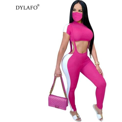 Hot Sale 2021 Summer New Style Womens Suspenders Leggings Waistless Short Tops Fashion Suit and Mask Included Plus Size S-2XL