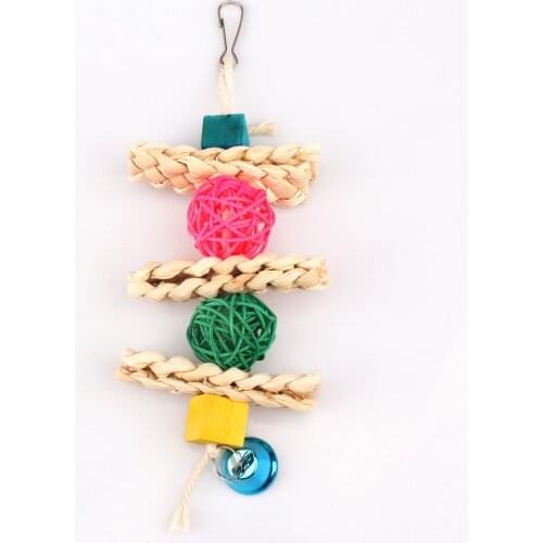 Ratton Wooden Parrot Birds Bite Chew Playing Strand Haning in Bird Cage Small Birds Chewing Toys with Bell Parakeet Toys