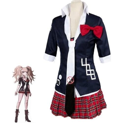 Anime Danganronpa2 Enoshima Junko Cosplay Costume JK Uniform Cafe Workwear Dangan Ronpa Cosplay Costume Short Skirt Ponytail Wig