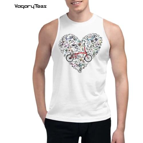 Fashion men I Love My Bikes Print Men Tank Tops Bicycle Heart O-Neck Waistcoat Sleeveless Casual Men Streetwear