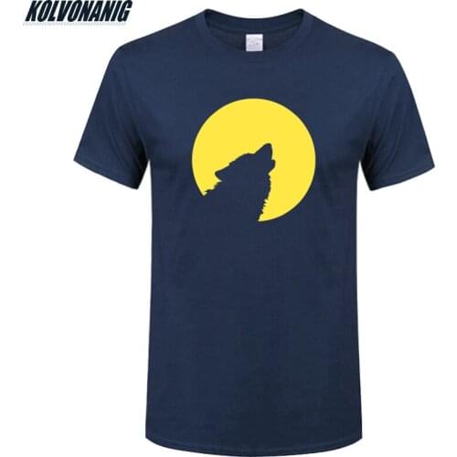 2019 Summer Mens Clothing Wolf howl To The Moon Funny Printed T-Shirt Men Cotton Short-Sleeve Casual Oversized T Shirts Tops