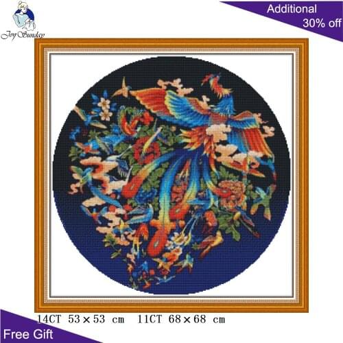 Joy Sunday Phoenix Cross Stitch DA308 14CT 11CT Counted and Stamped Home Decor Birds Pay Homage Needlework Cross Stitch kits