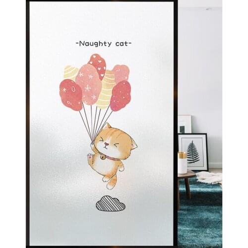 Opaque Window Film Stickers Frosted Cartoon Cat Window Film Anti-peep Glass Stickers for Home Kitchen Bathroom Toilet Door Film