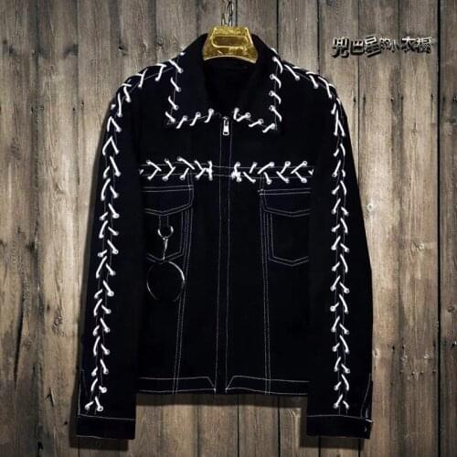 2018 New vintage ribbon denim jacket for men and women with the same street trendM-XXL! Fashionable mens coat