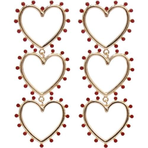 New Stylish Rhinestone Heart-shaped Pendant Long Earrings Suitable for Women to Party Jewelry