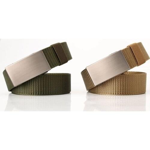 New mens automatic buckle business casual belt Nylon canvas outdoor casual breathable belt PY72