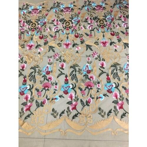 New pattern 5yards ch231# Colorful embroidery mesh lace fabric for bridal wedding dress/sawing Free shipping