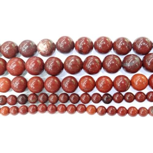 Wholesale Natural Stone Red Jaspers Round Stone Beads 15" Strand 4 6 8 10 12MM Pick Size For Jewelry Making DIY Bracelet