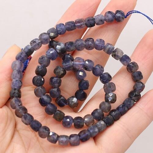 Wholesale Natural Gem Stone Cordierite Beaded Cube Iolite Loose Beads for DIY Necklace Bracelet Jewelry Making Findings 14inches