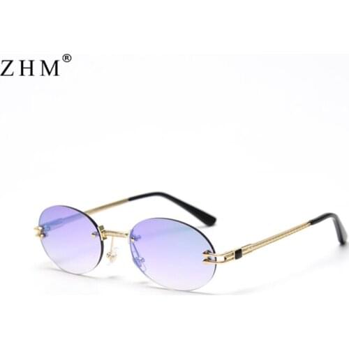 New small oval sunglasses men uv400 retro frameless round sunglasses retro women 2021 oval small frame color film sunglasses fem