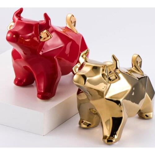 Ins Popular Decoracion Nordica Gold Zodiac Bull Figurine Mascot Entrance Door Porch TV Cabinet Decoration Ornaments Home Modern