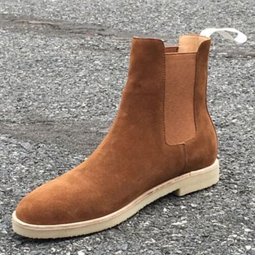Prova Perfetto New Popular Outdoor Non-slip Low heels Martin boots High-top England style Genuine Leather suede Chelsea Boots