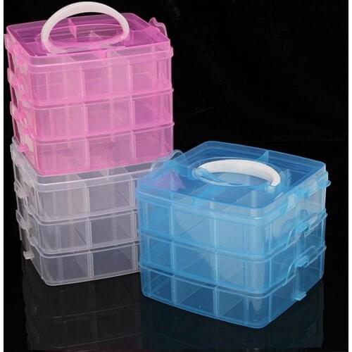 50% Dropshipping!!3 Layers 18 Compartments Clear Storage Box Container Jewelry Bead Organizer Case