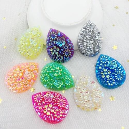 30*40mm AB Resin Drop Flower Rhinestone Wedding Buttons Diy strass Craft rhinestones
