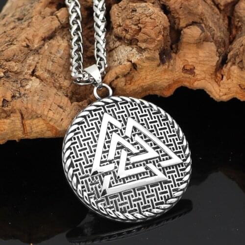 Nordic Viking Valknut Stainless Steel Necklace For Men With Valknut Gift Bag
