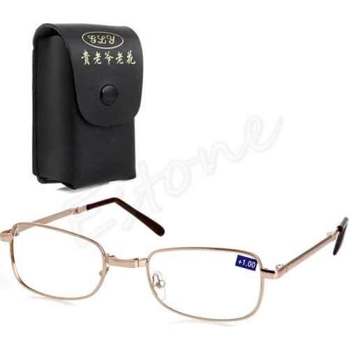 Folding Metal Reading Glasses +1.00 1.50 2.00 2.50 3.00 3.50 4.00 Diopter + Case