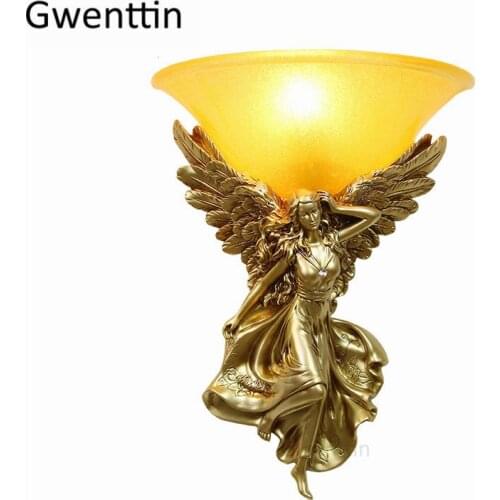 Modern Goddess Angel Wall Lamp for Living Room Bedroom Stairs Light Fixtures Nordic Gold Wall Sconce Mirror Lights Home Art Deco