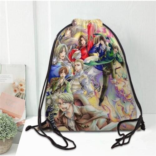 Anime Hetalia Drawstring Bag Portable Lightweight Backpack Bag Travel Sport Outdoor Hiking Storage Bag Silk Fabric Bag 20201102