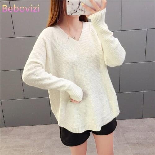 Gray Khaki Black White Pink Autumn Spring Fashion Women Knitted Sweaters Long Sleeve V-neck Sweater