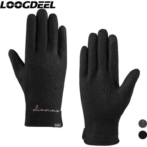 LOOGDEEL Full Finger Touch Screen Running Gloves Outdoor Sports Warm Unisex Skin-friendly Soft Windproof Cycling Jogging Gloves