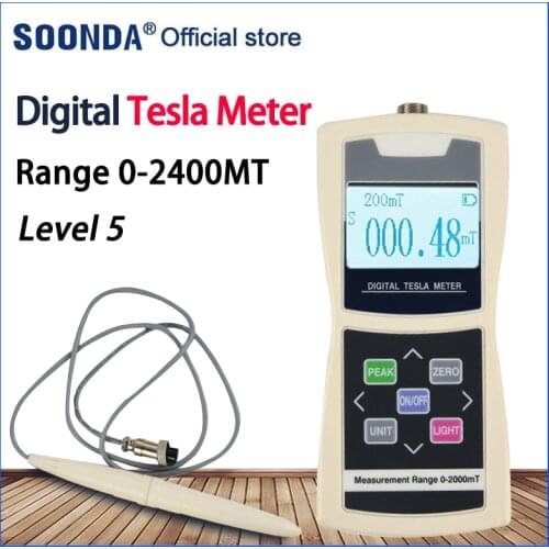 Digital Tesla Meter Magnetic Flux Meter Surface Magnetic Field Tester 5% Accuracy Handheld Permanent Magnet Gauss Meter