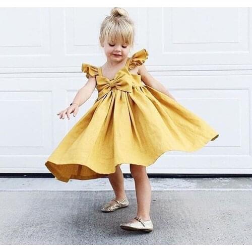 Girl Party Dress Weddding Princess Dresses Infant Toddler Baby Girl Clothes Bow Sleeveless Girls Dress 0-3T Children Clothing