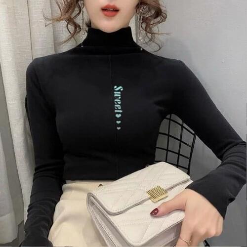Large Size Half High Neck Bottoming Shirt Womens Autumn and Winter New Slim-Fit Inner Long-Sleeved Double-Sided Brushed Top