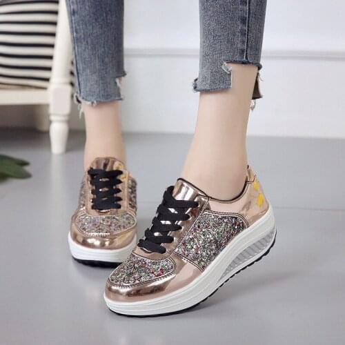 2021 fashion womens new color diamond Sequin mirror rocking shoes Korean student leisure sports shoes large color single shoes