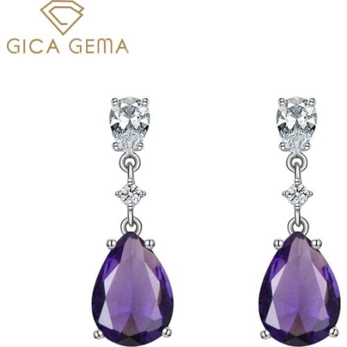 GICA GEMA Luxury Citrine Zircon Gemstone Drop Earrings Anniversary Party Silver 925 Jewelry Earrings for Women