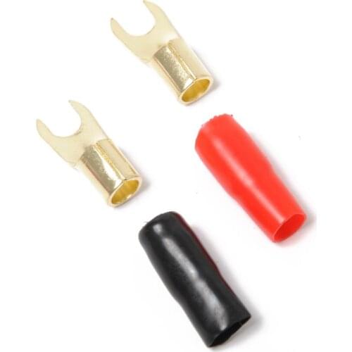 10 Pairs 8 AWG Electrical Fork Terminal Wire Connector Gold-plated Brass